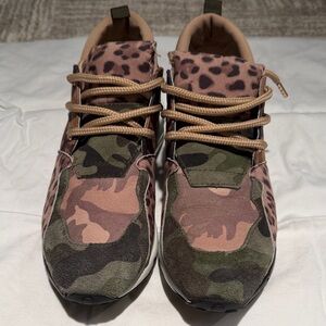 Camouflage and Leopard Print Sneakers